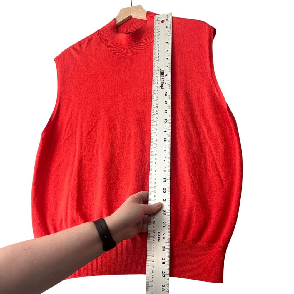 Ann Taylor Mock Neck Sweater Shell Sleeveless XXL Orange Red Silk Blend Layering - Picture 6 of 8
